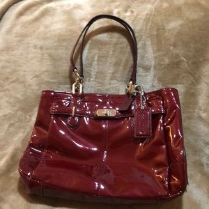 Metallic cherry red Coach bag